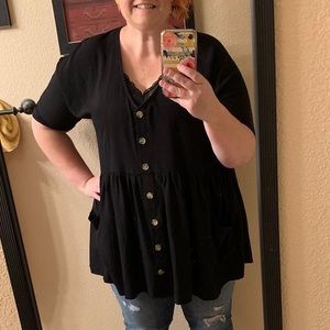 Agnes & Dora button up black top